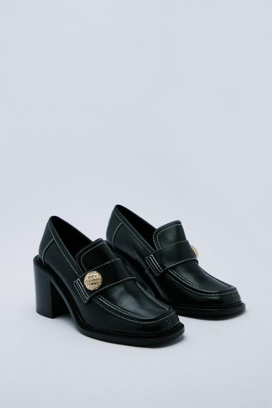 NastyGal Leather Contrast Stitch Heeled Loafers 4