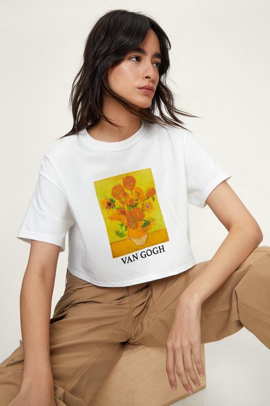 NastyGal Van Gogh Sunflower Crop Graphic T-Shirt 1