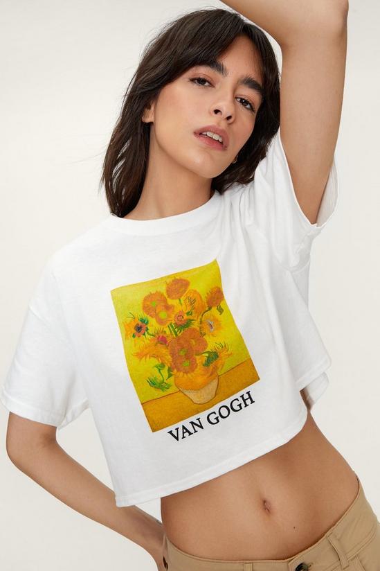 NastyGal Van Gogh Sunflower Crop Graphic T-Shirt 3