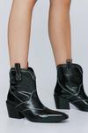 NastyGal Leather Contrast Stitch Ankle Cowboy Boots thumbnail 2