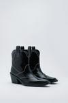 NastyGal Leather Contrast Stitch Ankle Cowboy Boots thumbnail 3