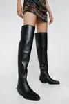 NastyGal Leather Cowboy Over The Knee Boots thumbnail 2