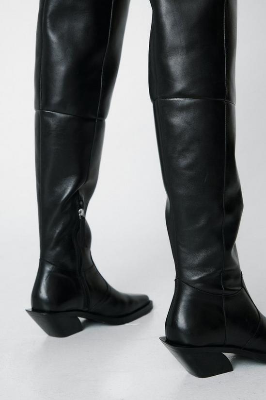 NastyGal Leather Cowboy Over The Knee Boots 4