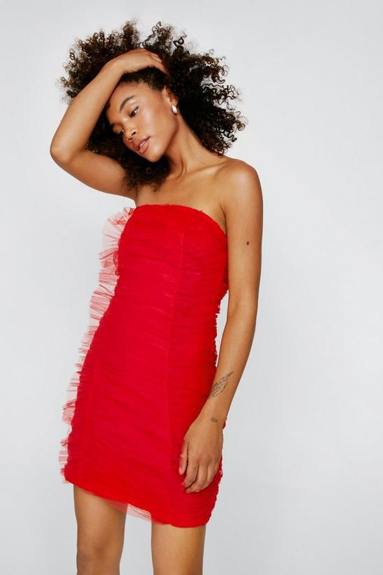 NastyGal Tulle Ruched Bandeau Mini Dress 3
