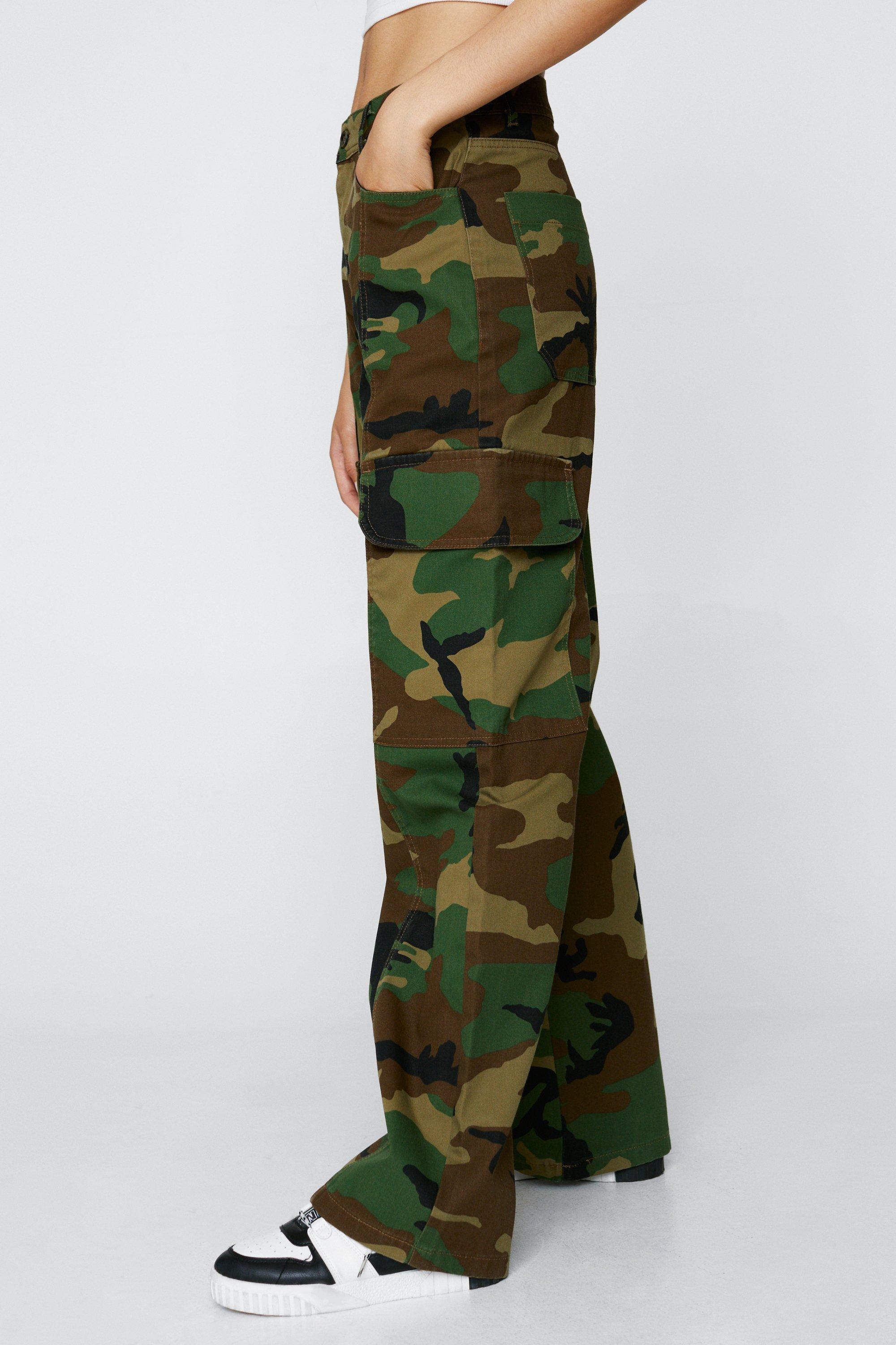 Polycotton,Cotton Multicolor ARMY PRINT WOMENS CARGO PANTS at Rs