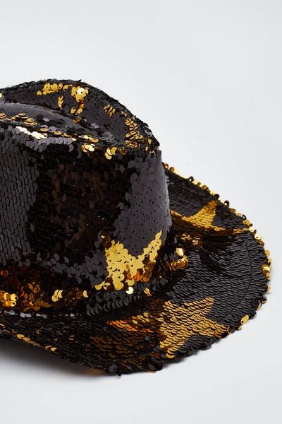 NastyGal black Star Sequin Cowboy Hat