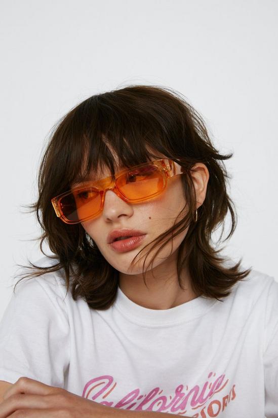 NastyGal Clear Frame Colour Lense Rectangle Sunglasses 1