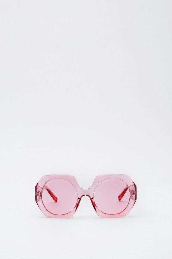 NastyGal Transparent Oversized Hexagonal Sunglasses 3