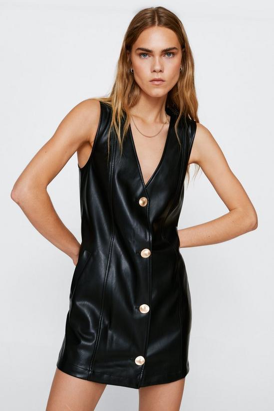 NastyGal Faux Leather Button Down Pinafore Mini Dress 1