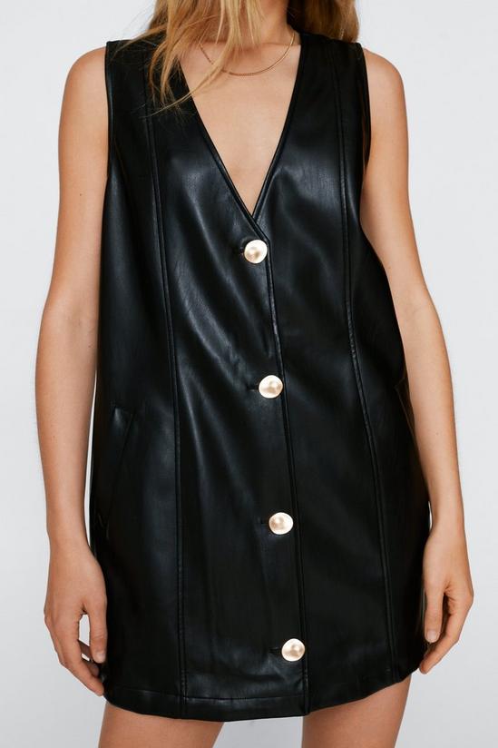 NastyGal Faux Leather Button Down Pinafore Mini Dress 3