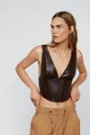 NastyGal Faux Leather Plunge Boned Corset Top thumbnail 1