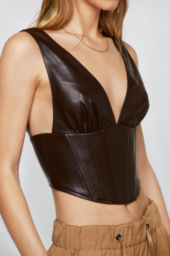 NastyGal Faux Leather Plunge Boned Corset Top 2