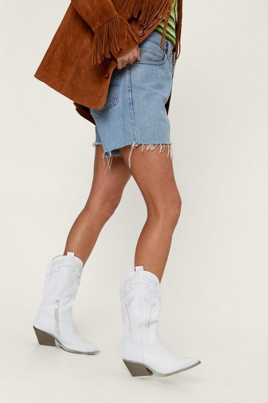 NastyGal Faux Leather Mid Rise Cowboy Boots 1