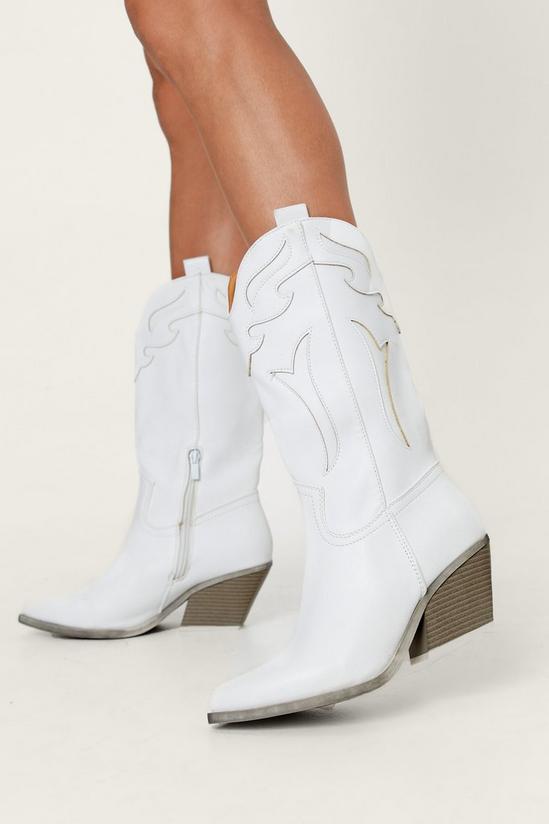 NastyGal Faux Leather Mid Rise Cowboy Boots 2
