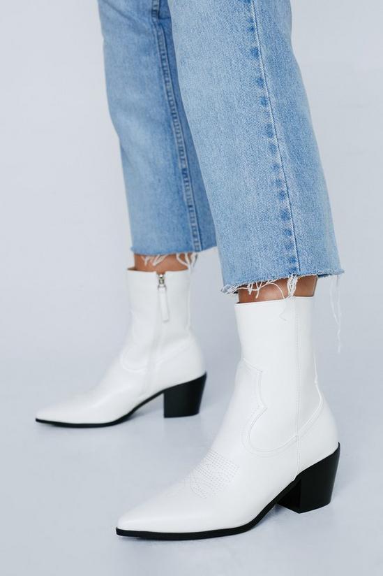 NastyGal Faux Leather Cowboy Ankle Boots 1