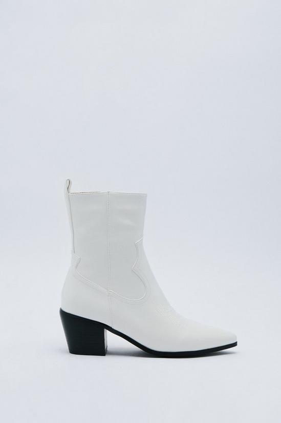 NastyGal Faux Leather Cowboy Ankle Boots 3