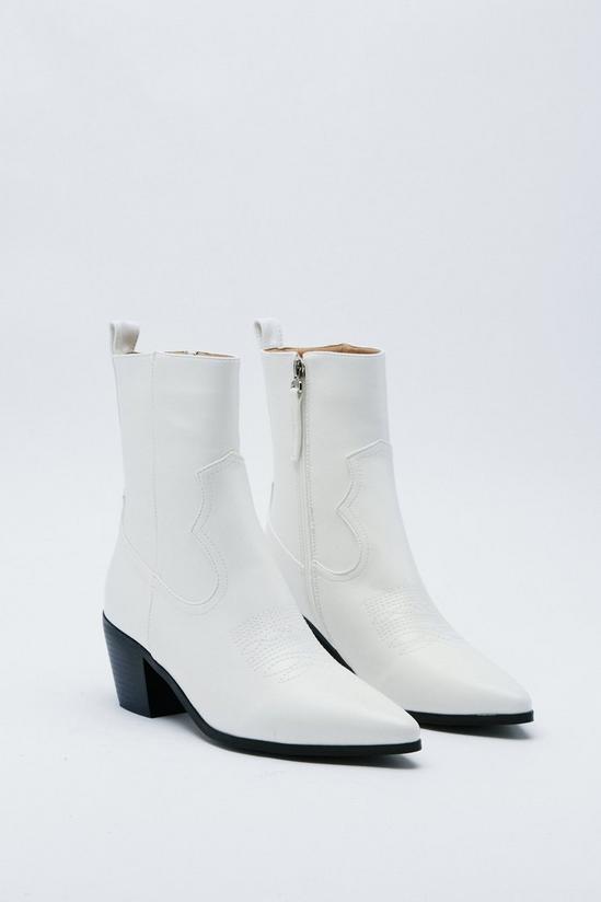 NastyGal Faux Leather Cowboy Ankle Boots 4