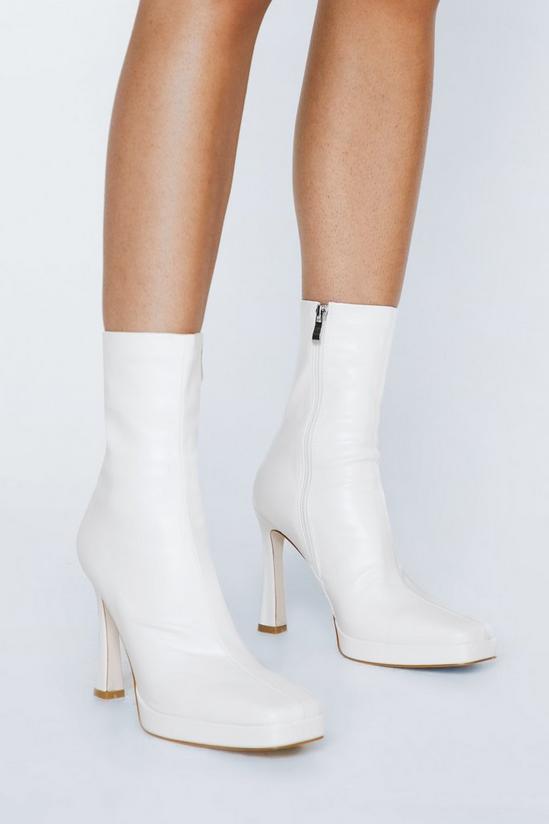 NastyGal Faux Leather Square Toe Platform Sock Boots 1