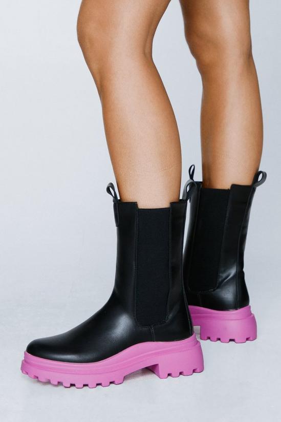 NastyGal Contrast Sole Faux Leather Chelsea Boots 1
