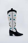 NastyGal Faux Leather Star Knee High Cowboy Boots thumbnail 3
