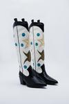 NastyGal Faux Leather Star Knee High Cowboy Boots thumbnail 4