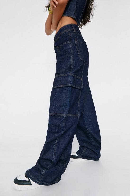 NastyGal Contrast Stitch Denim Cargo Jeans 1