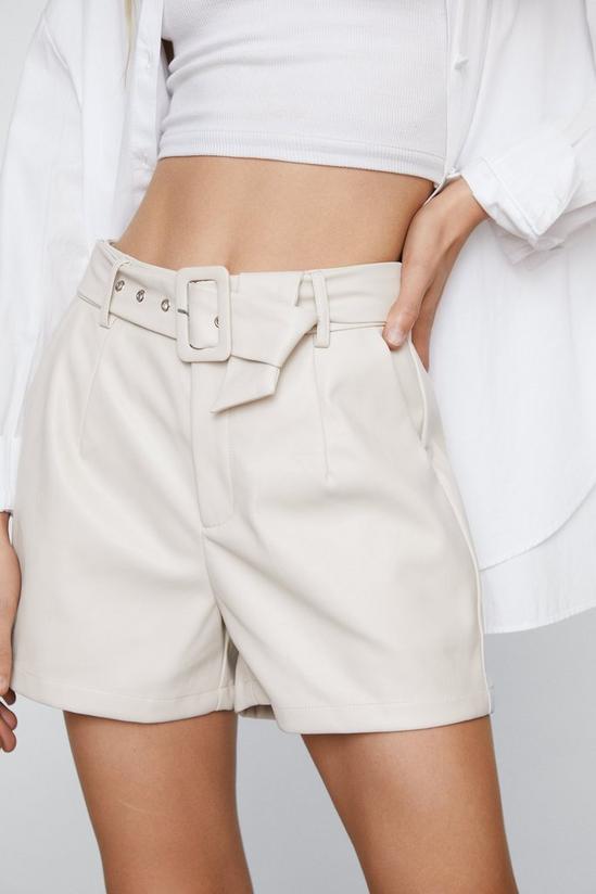 NastyGal Faux Leather Belted Shorts 3