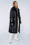 NastyGal Premium Faux Leather Borg Lined Longline Coat thumbnail 2