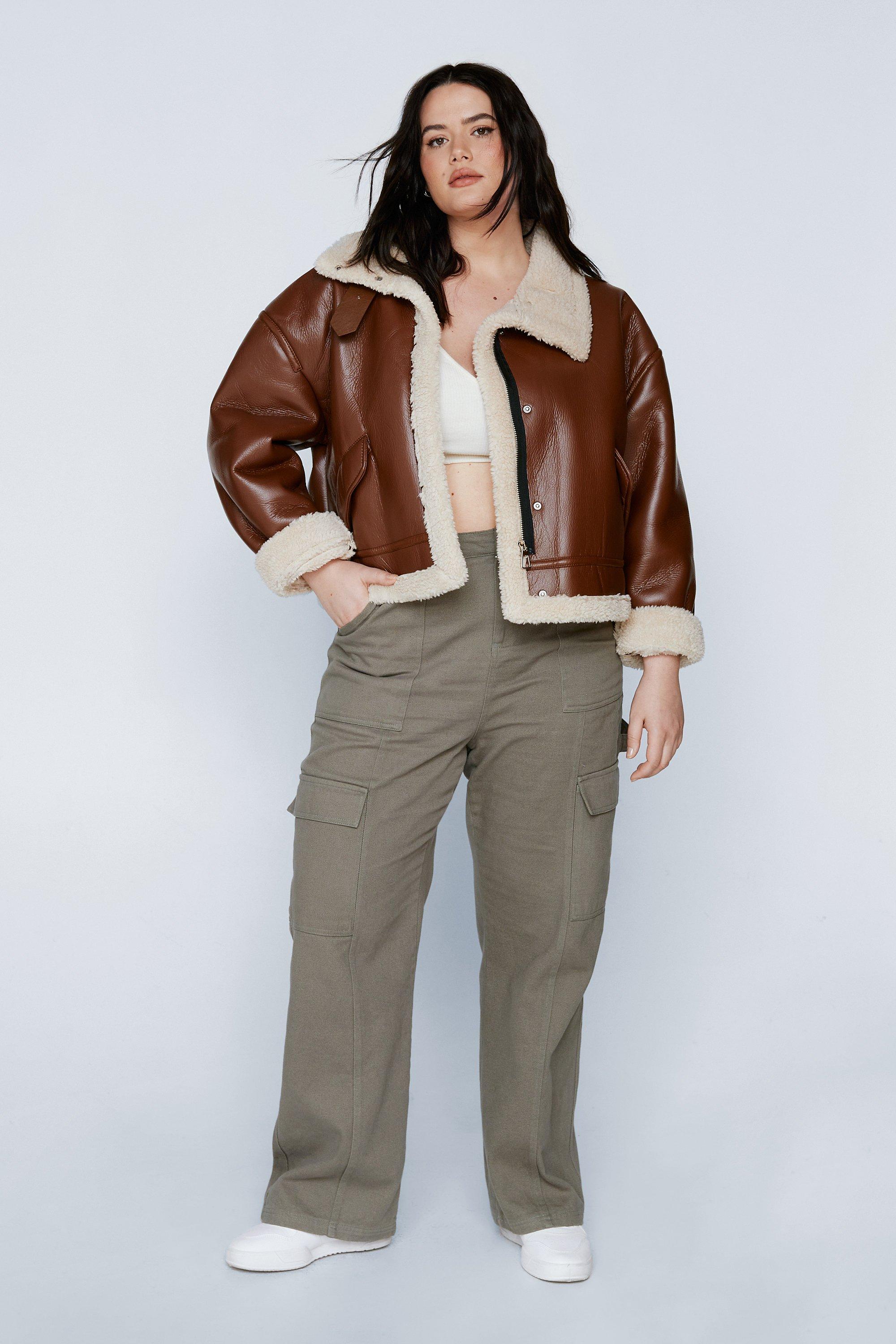 Plus size hot sale aviator jacket