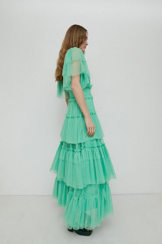 NastyGal Tulle V Neck Tiered Maxi Dress 3
