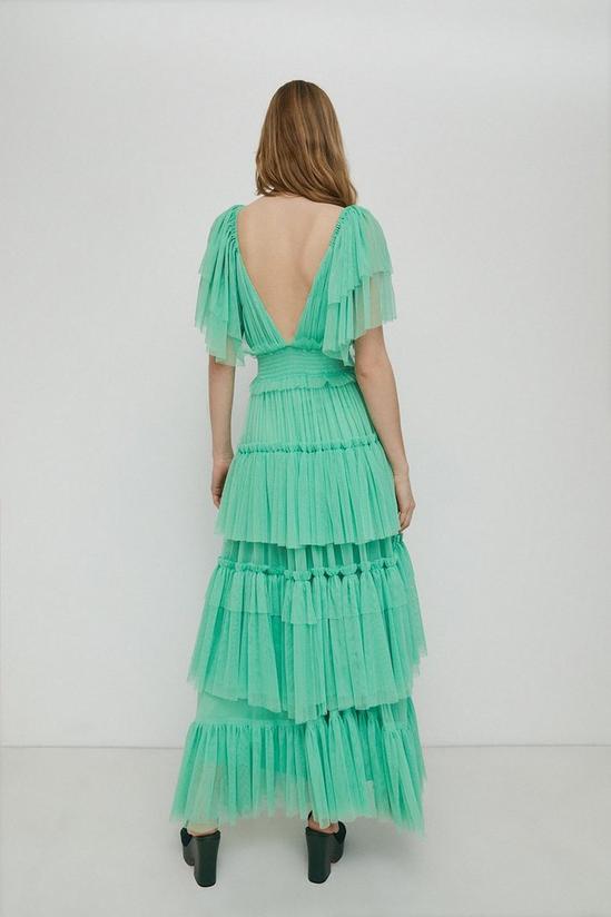 NastyGal Tulle V Neck Tiered Maxi Dress 4