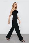 NastyGal Feather Trimmed Flared Jumpsuit thumbnail 3