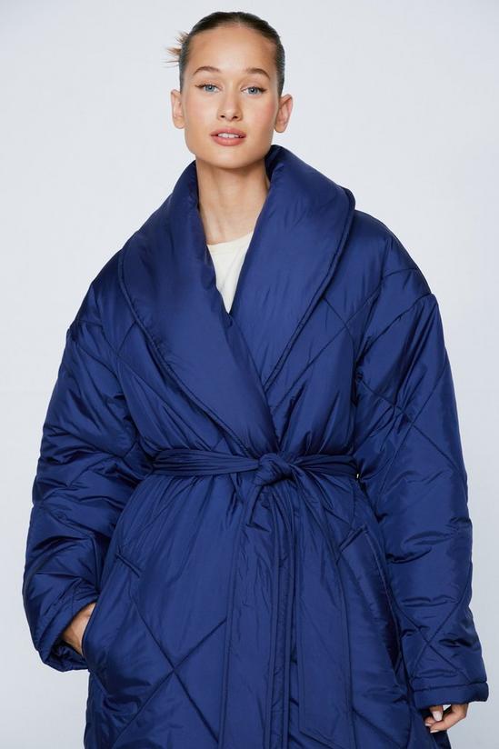 NastyGal Belted Longline Quilted Coat 2