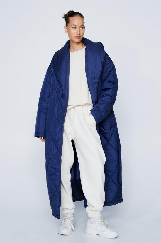 NastyGal Belted Longline Quilted Coat 1
