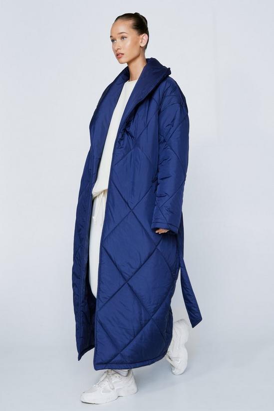 NastyGal Belted Longline Quilted Coat 3
