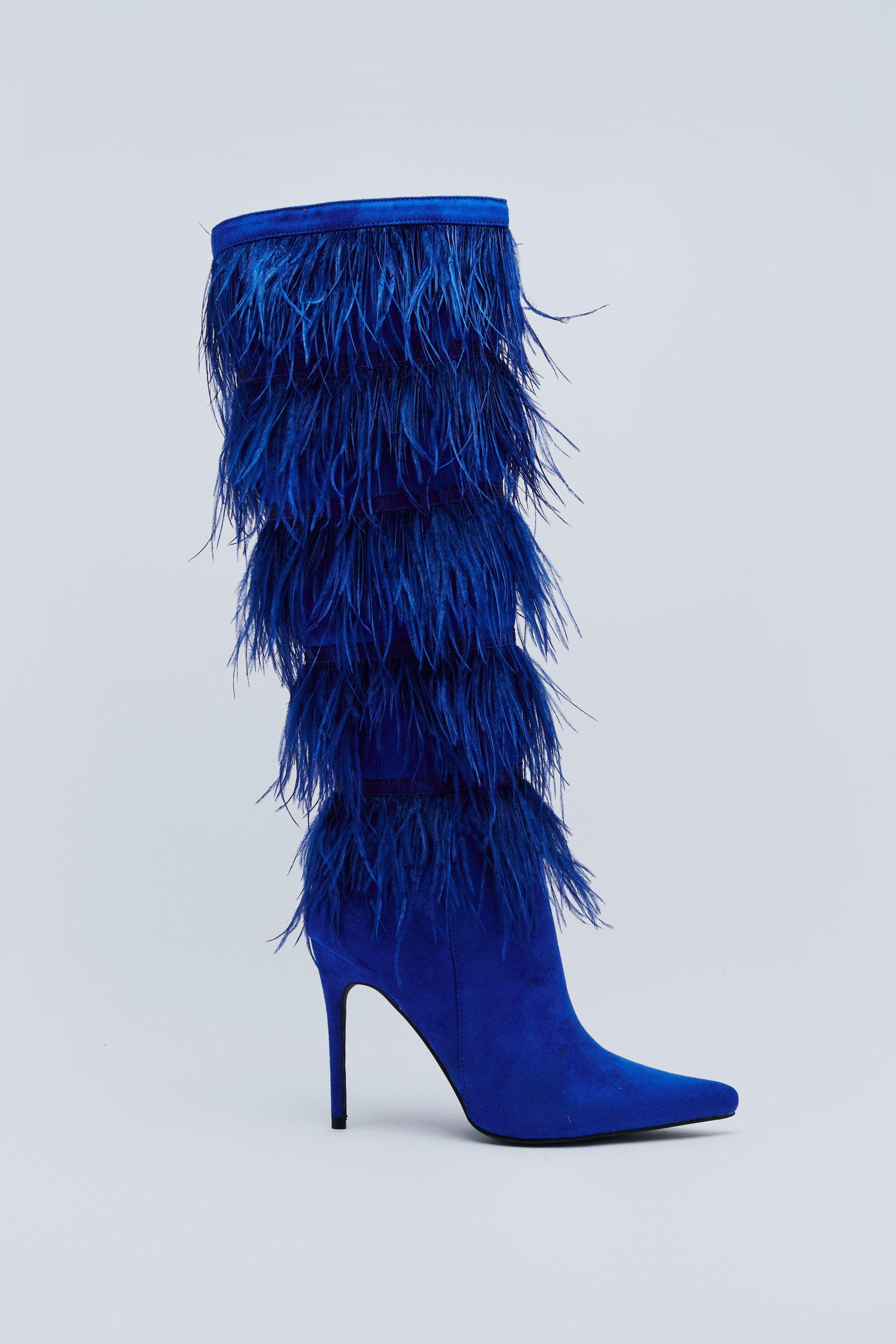 Royal blue fringe boots sale