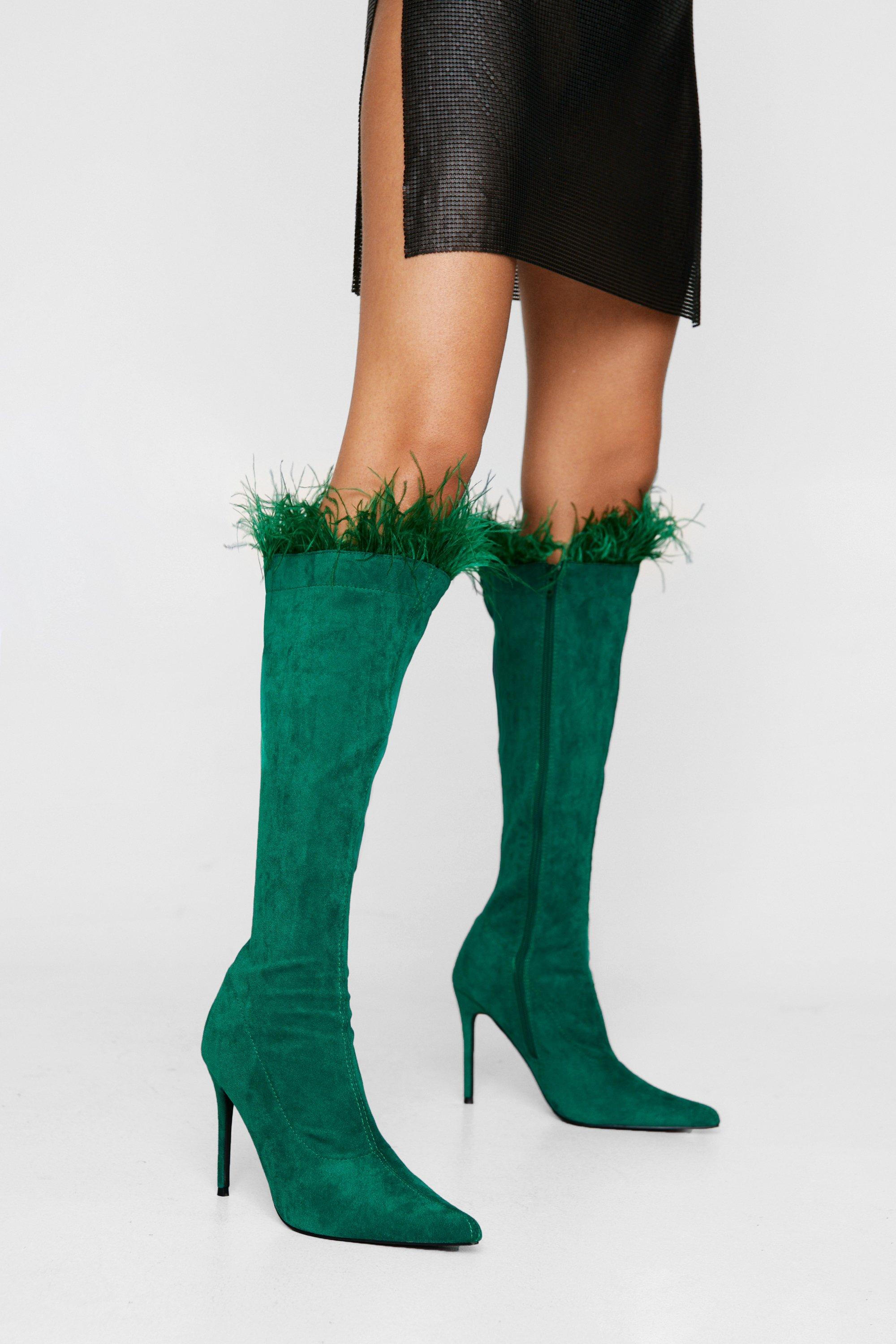 Feather thigh high on sale boots