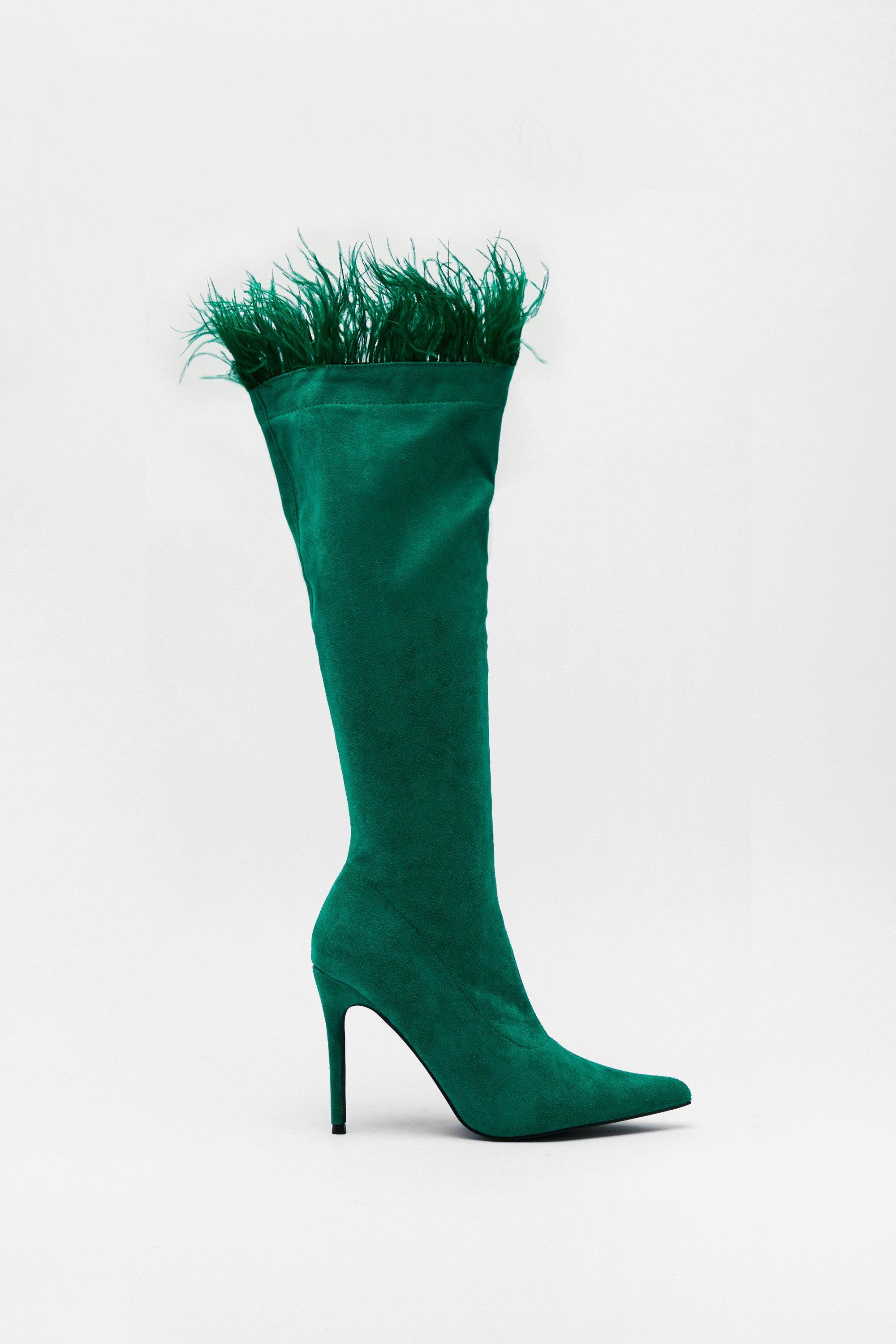 Green knee high boots sales uk