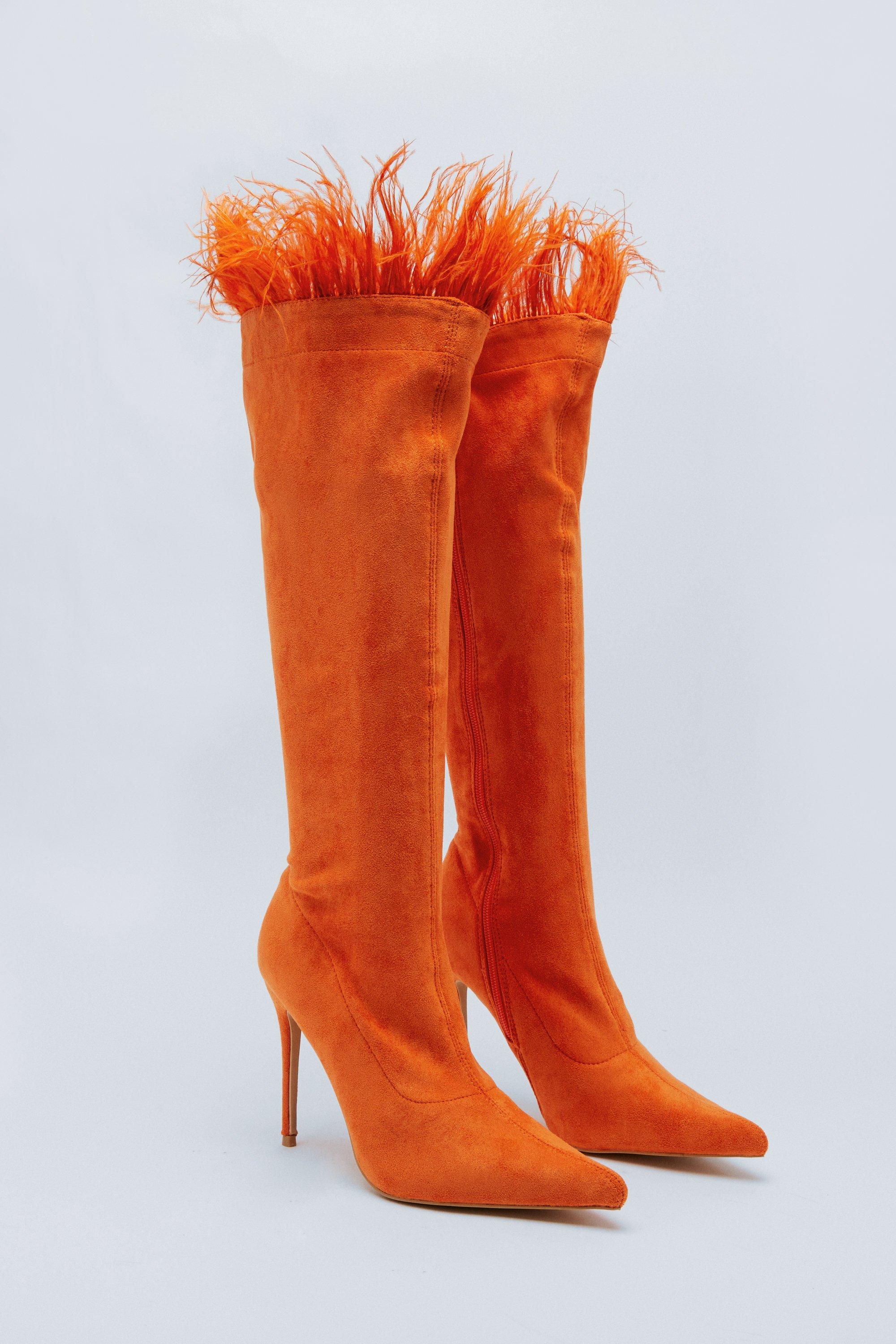 Orange on sale knee boots