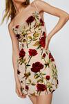 NastyGal Rose Floral Devore Cowl Slip Mini Dress thumbnail 3