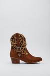 NastyGal Faux Leopard Print Buckle Ankle Western Boot thumbnail 3