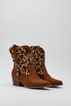 NastyGal Faux Leopard Print Buckle Ankle Western Boot thumbnail 4