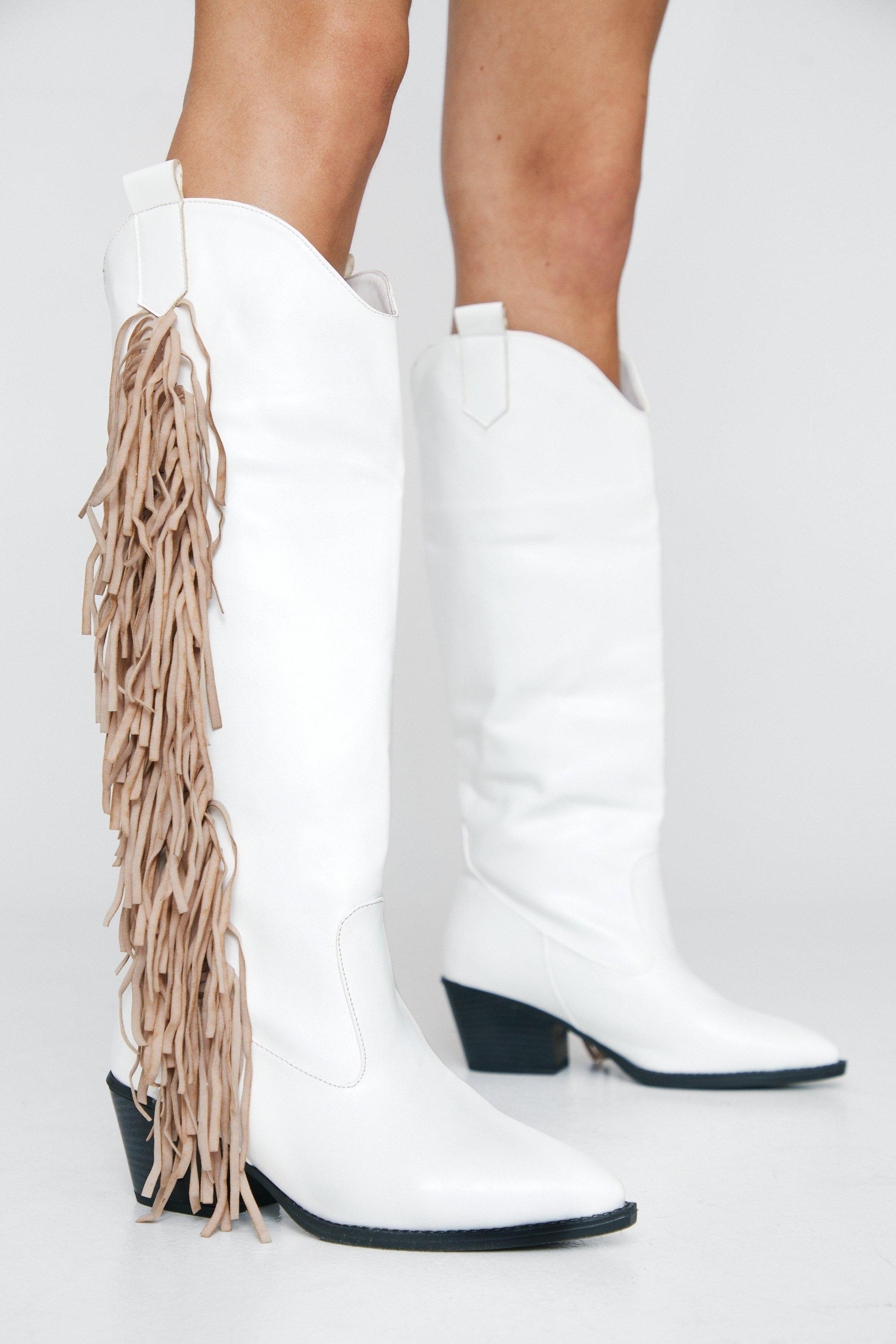 White deals tassel boots