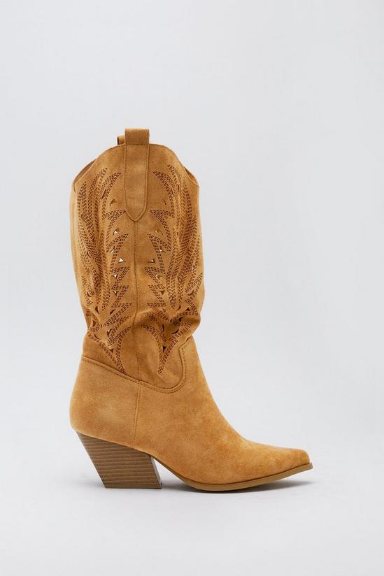 NastyGal Faux Suede Cut Out Cowboy Boots 3