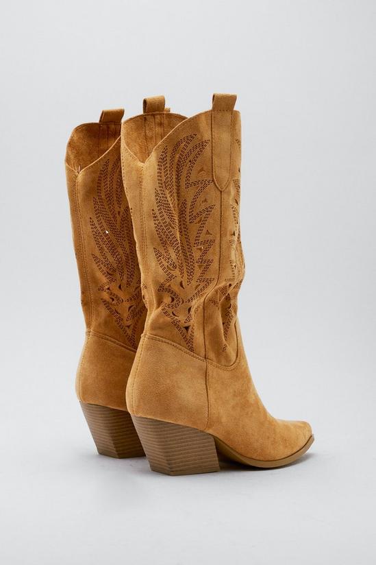 NastyGal Faux Suede Cut Out Cowboy Boots 4