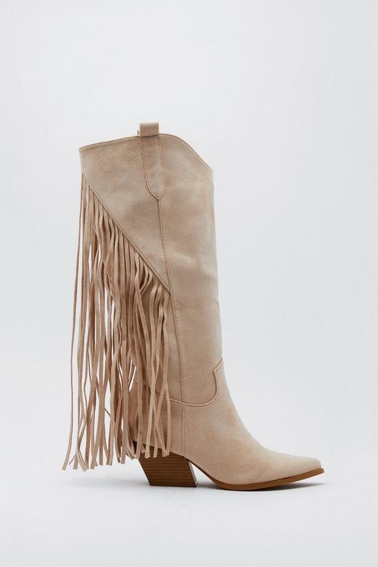 NastyGal Faux Suede Fringe Cowboy Boots 3