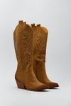 NastyGal Faux Suede Burnished Knee High Cowboy Boots thumbnail 4