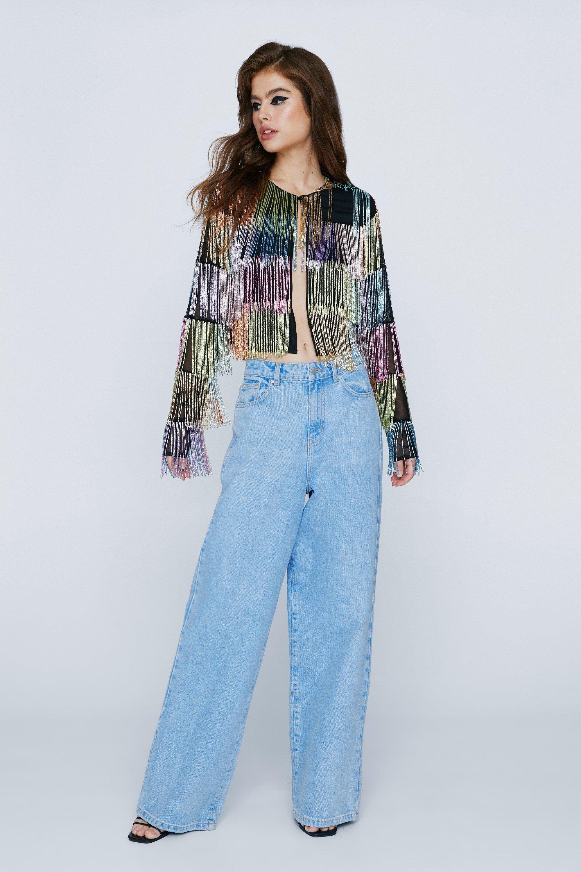 Ombre Tassel Beaded Fringe Jacket