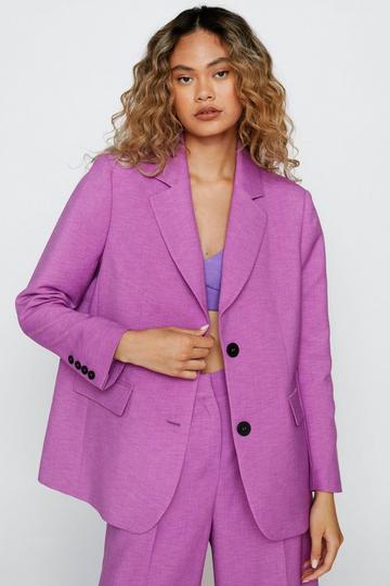 Lilac Purple Button Detail Oversized Blazer