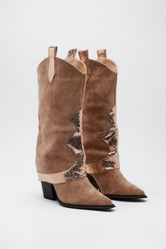 NastyGal Contrast Fold Over Western Boots 4